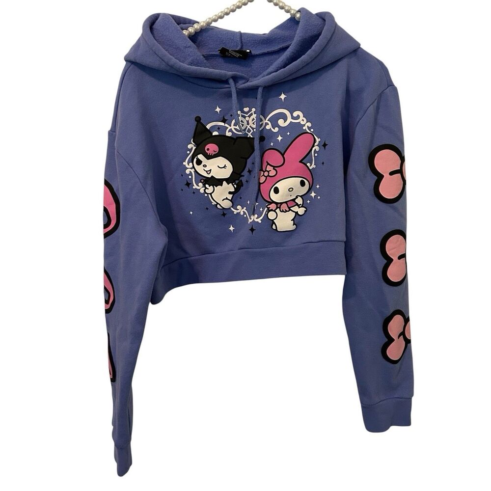Hello Kitty Sanrio Collab Small My Melody Kuromi Split Hoodie DUMBGOOD Crop